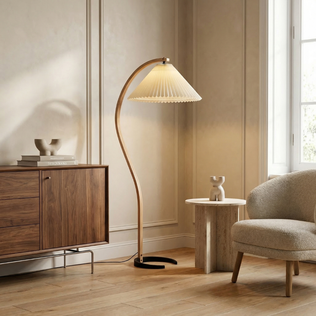 Caprani Wooden Floor Lamp Mid Century Scandinavian Standing Light