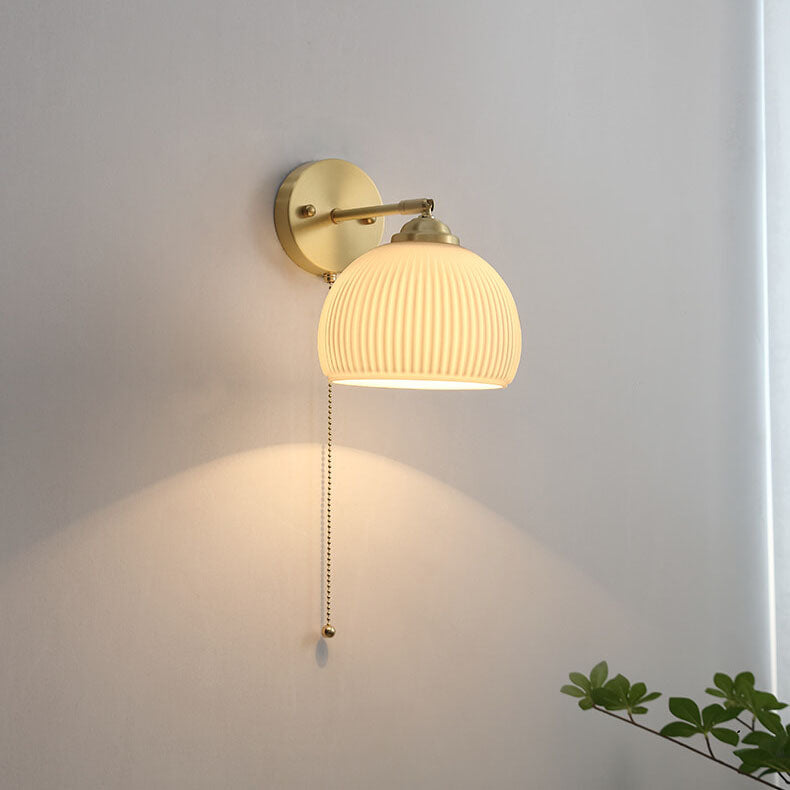 Lumen Milk Glass Pull Cord Wall Sconce