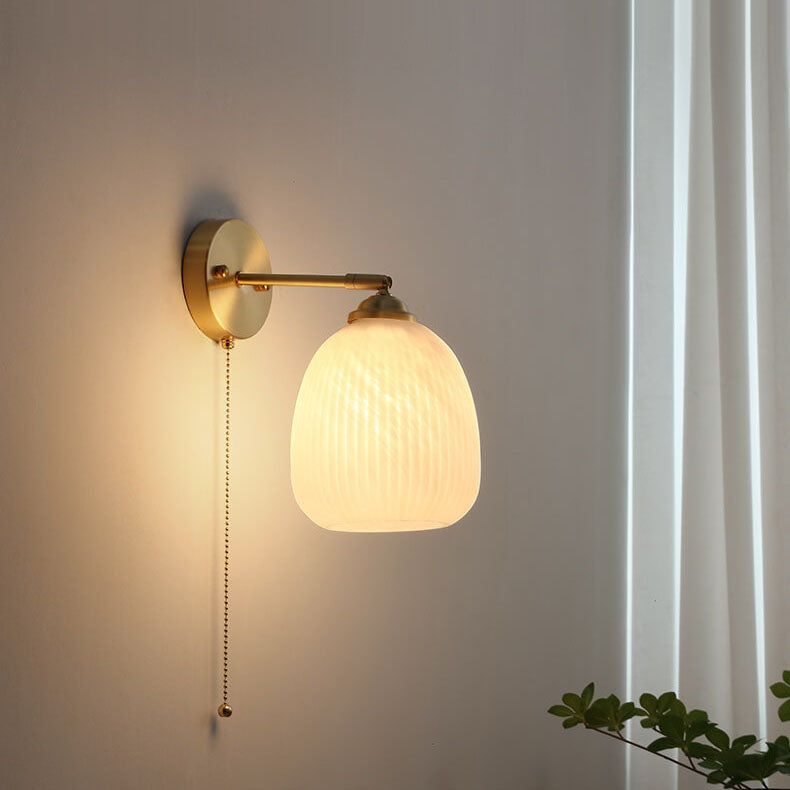 Lumen Milk Glass Pull Cord Wall Sconce