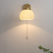 Lumen Milk Glass Pull Cord Wall Sconce