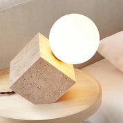 Lumen Stone Cube Orb Table Lamp