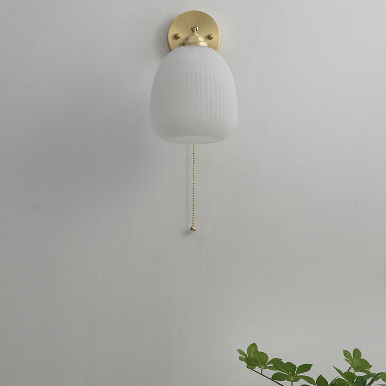Lumen Milk Glass Pull Cord Wall Sconce