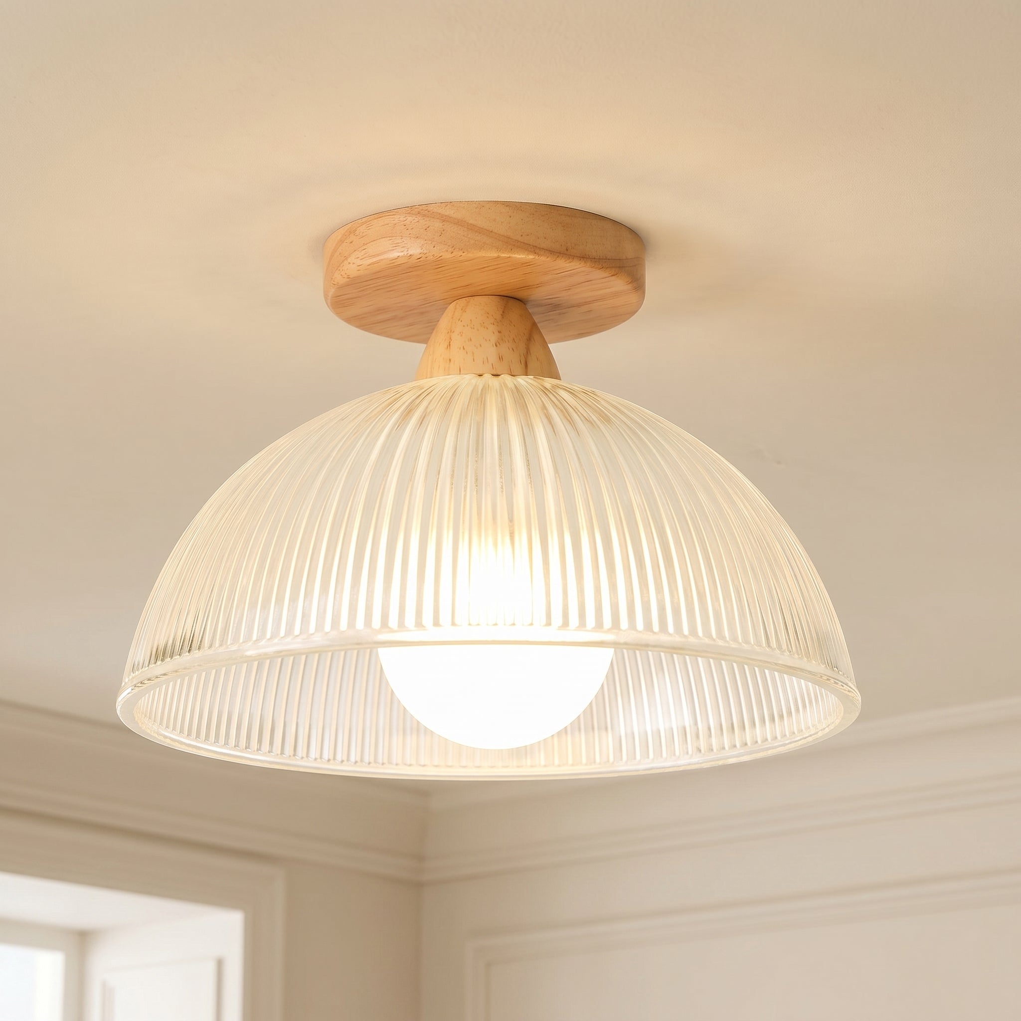 Lumen Solid Wood Flush Ceiling Lamp