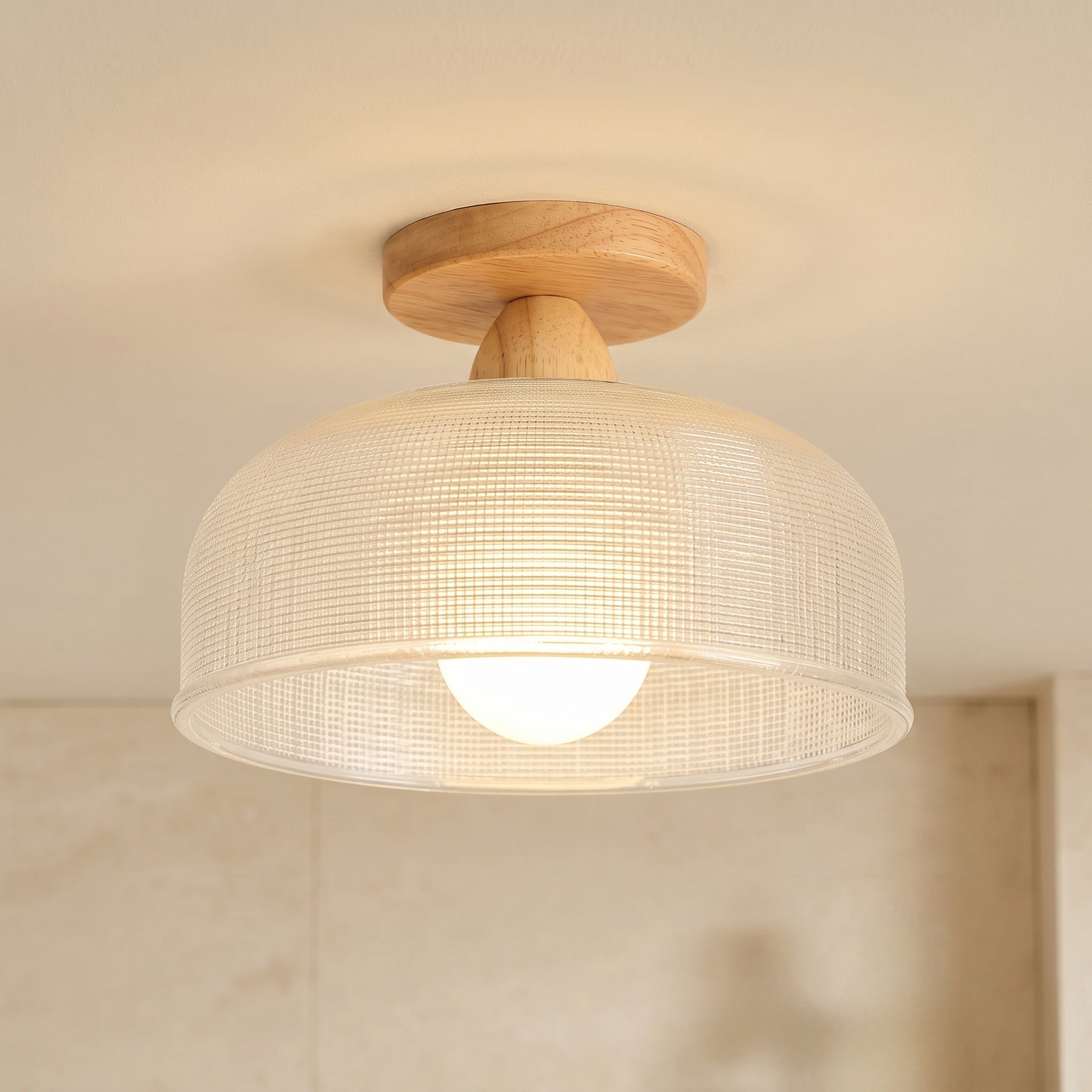 Lumen Solid Wood Flush Ceiling Lamp