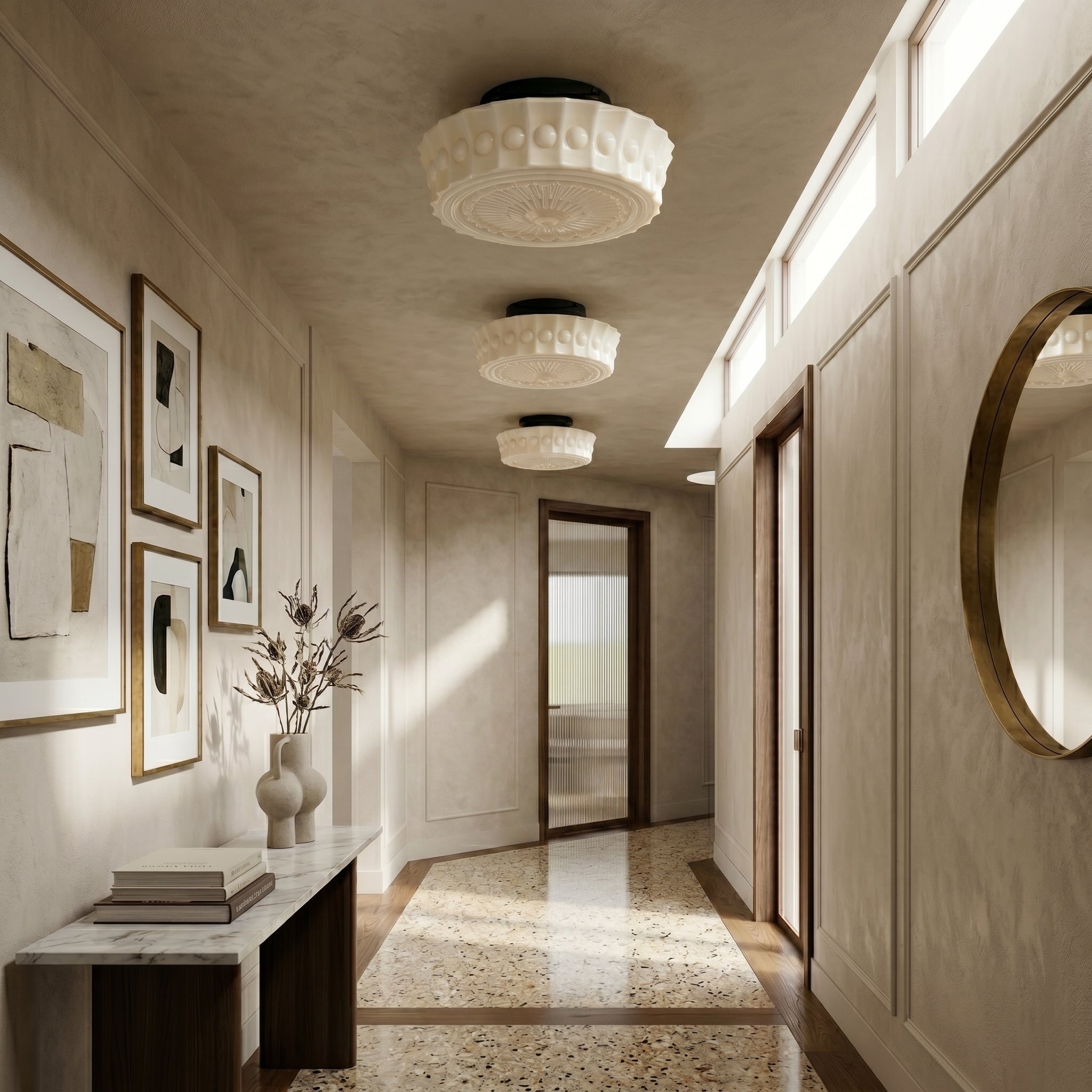 Lumen Frosted Cream Flush Mount