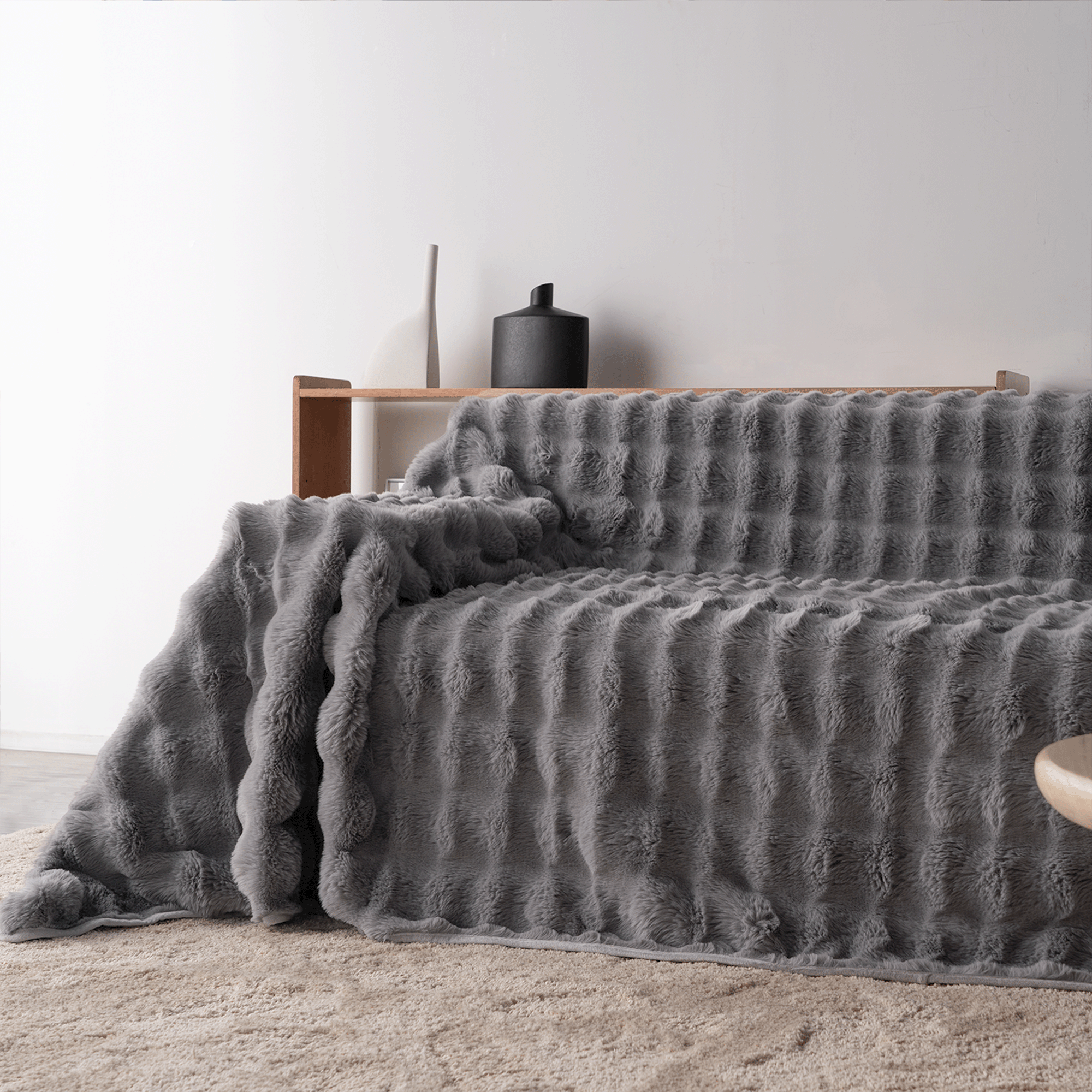 Drapée Faux Rabbit Fur Sofa Cover