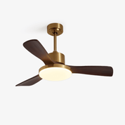 Lumen Brass Stem Wood Fan