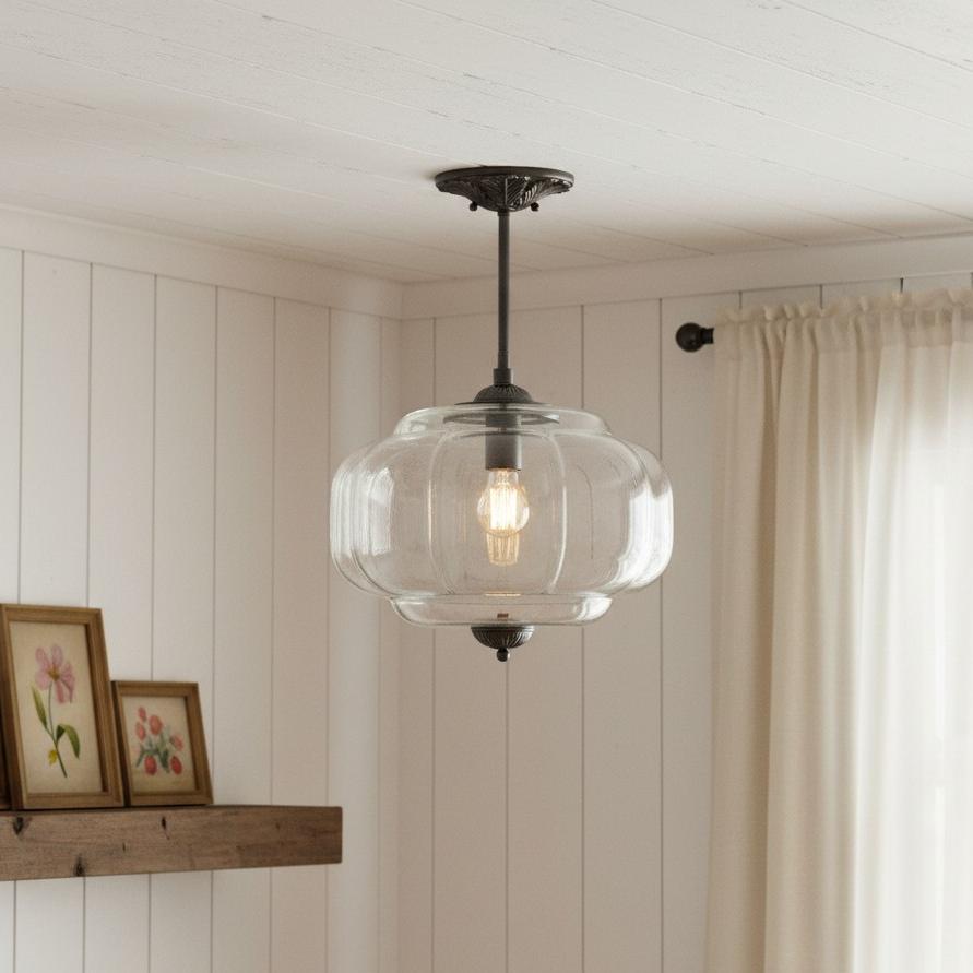 Lumen Milk Pumpkin Glass Pendant Light