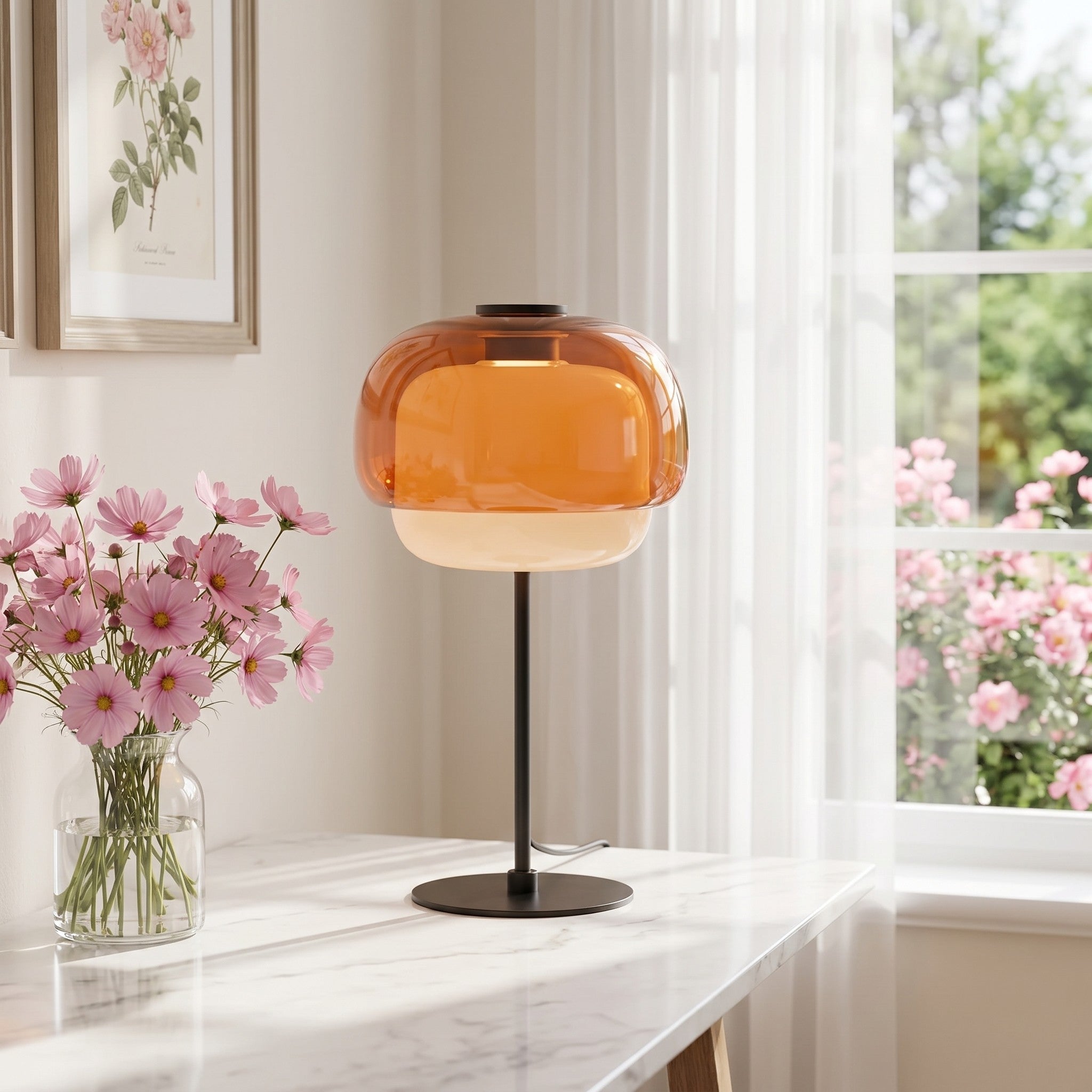 Lumen Sanae Double Dome Glass Table Lamp