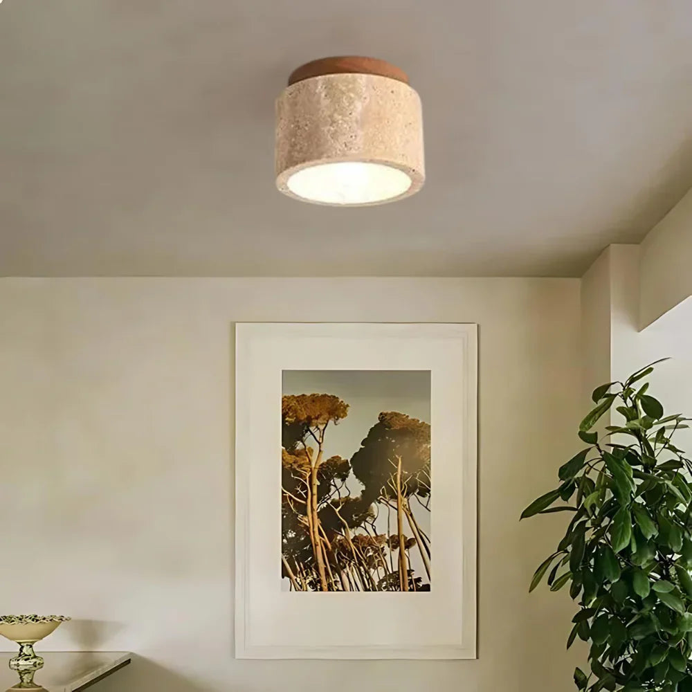 Lumen Travertine Ceiling Fixture