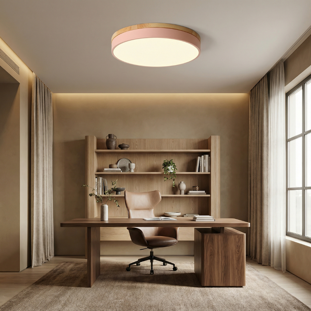 Lumen Nordic Wood Flush Ceiling Light