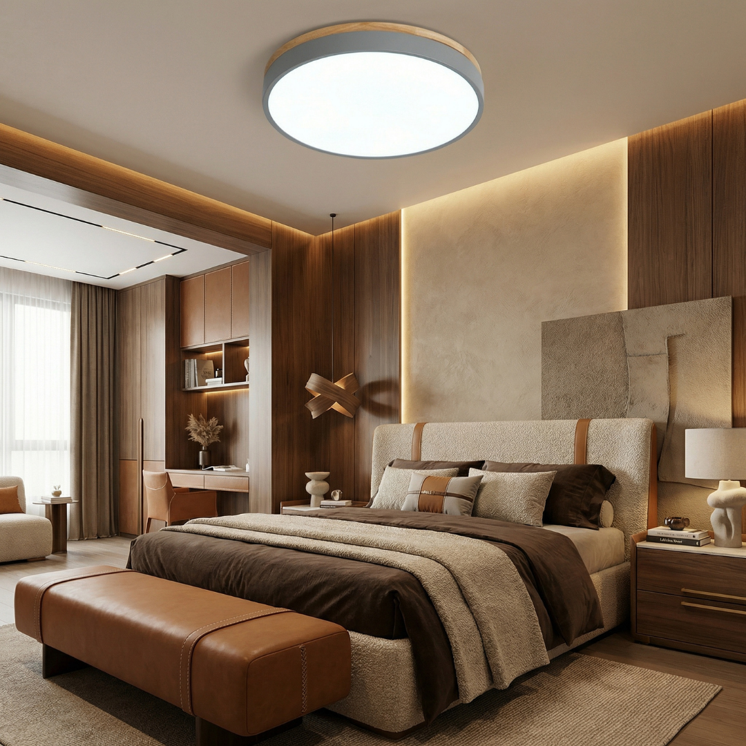 Lumen Nordic Wood Flush Ceiling Light