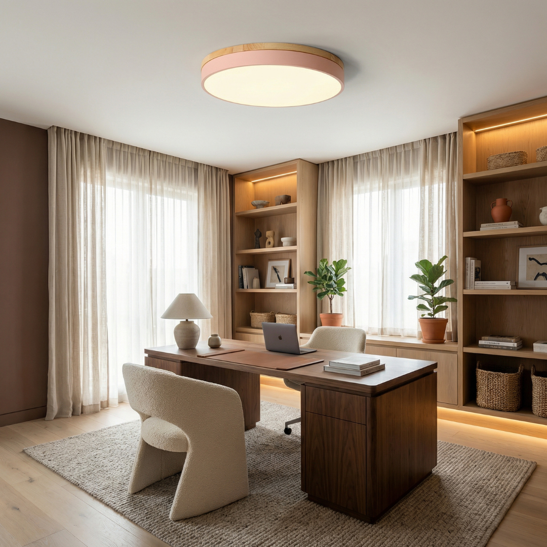 Lumen Nordic Wood Flush Ceiling Light