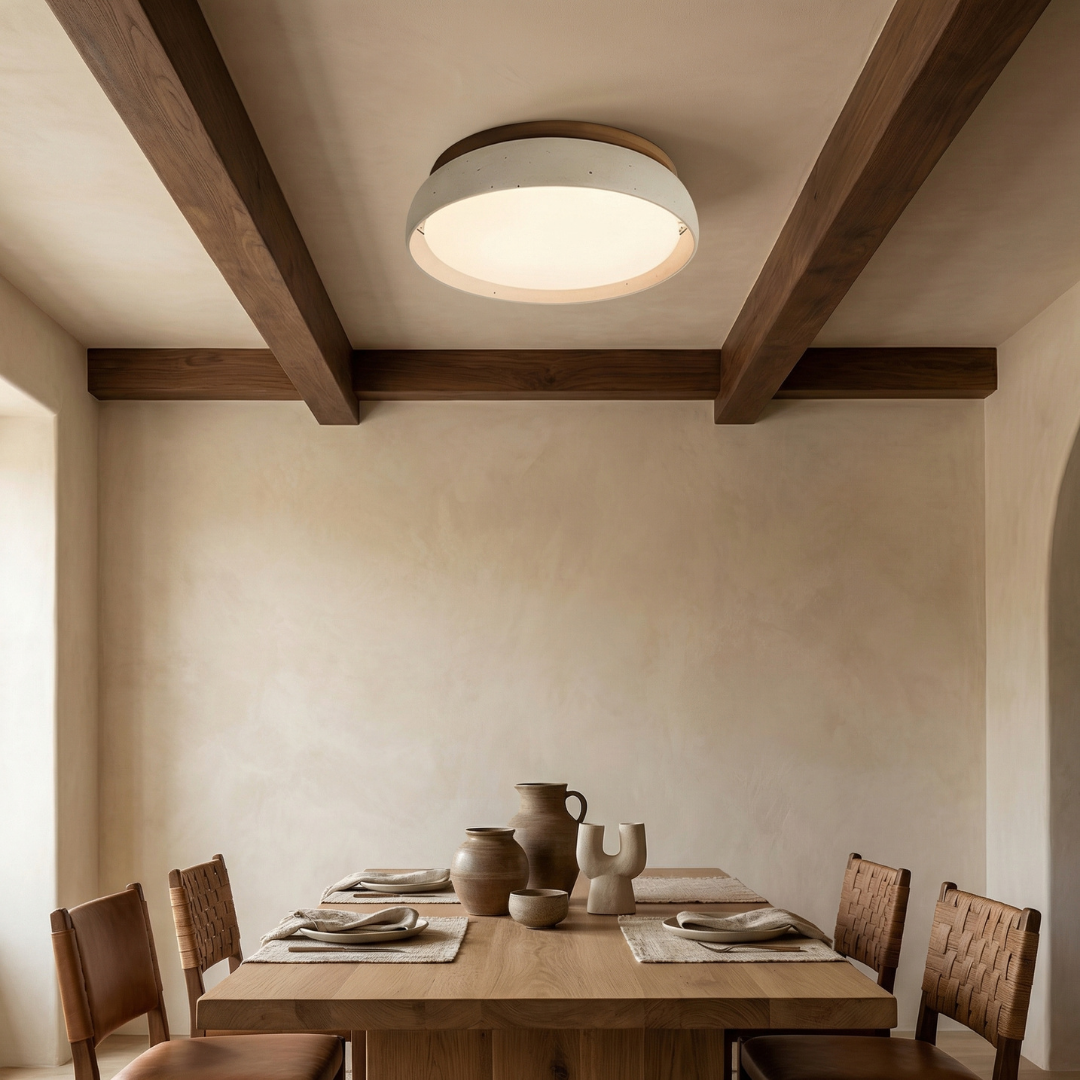 Lumen Wabisabi Travertine Round Ceiling Light