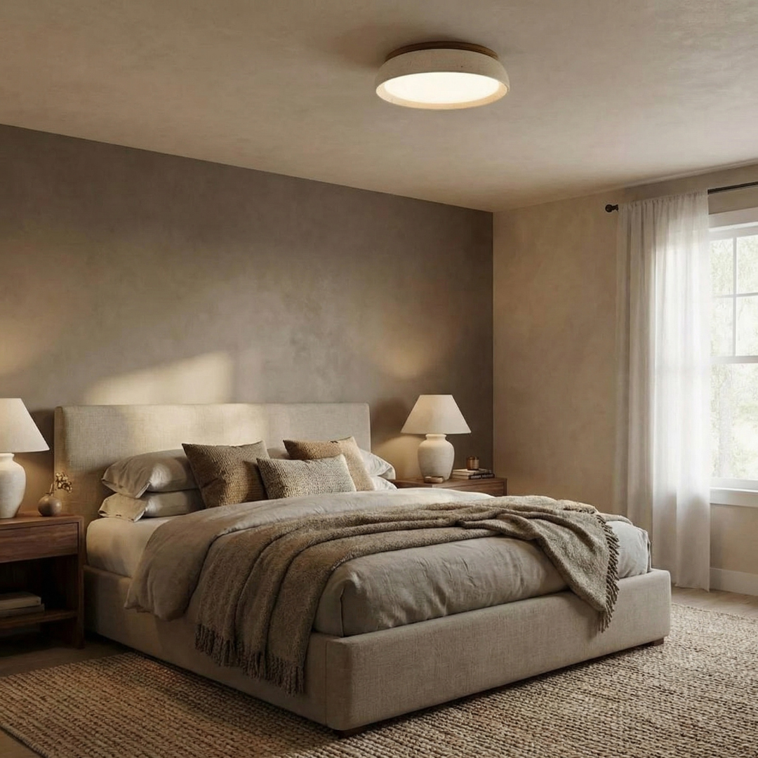 Lumen Wabisabi Travertine Round Ceiling Light
