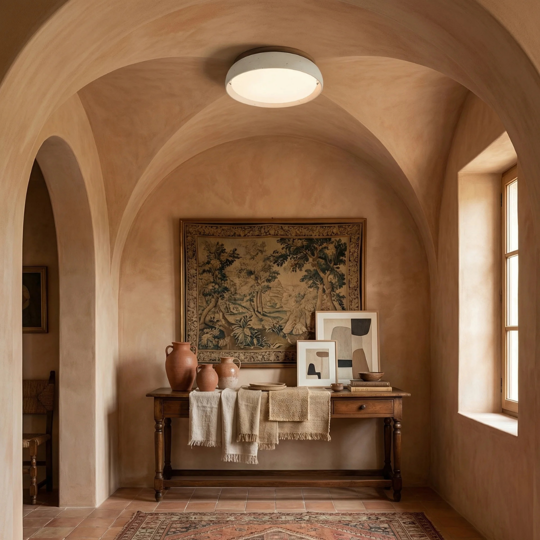 Lumen Wabisabi Travertine Round Ceiling Light