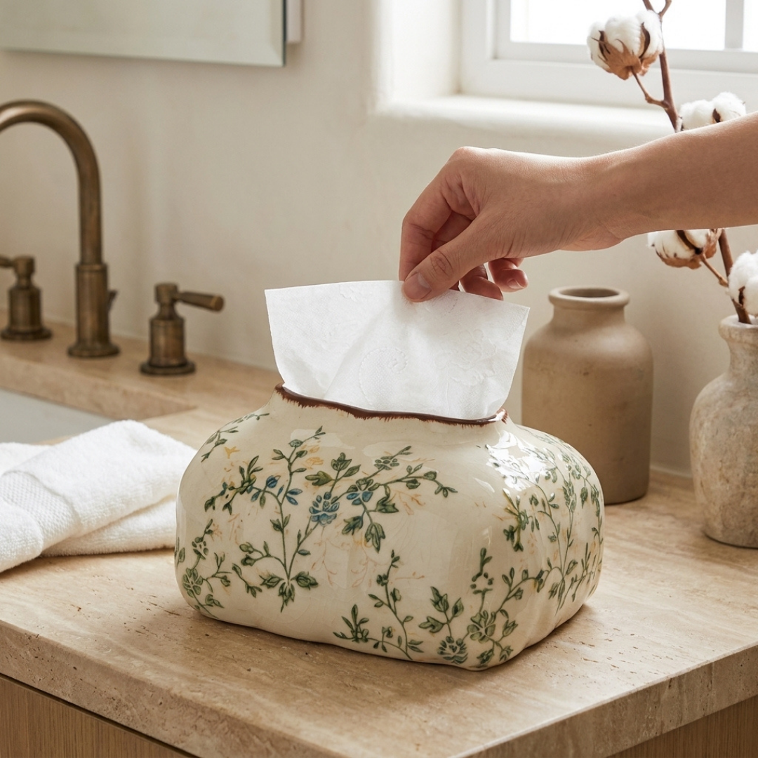 Atelier Floral Crackle Tissue Box