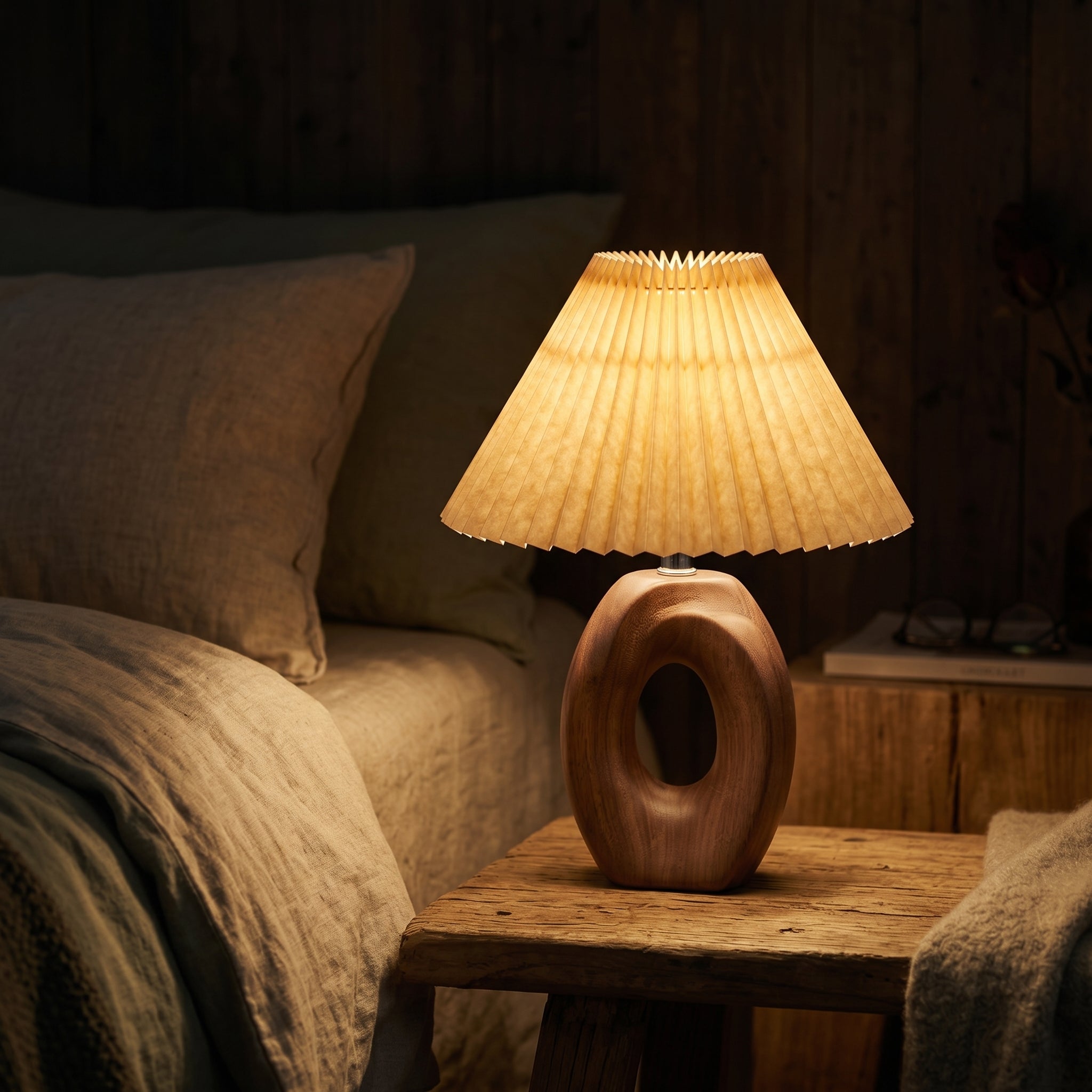 Lumen Solace Sculpted Wood Table Lamp