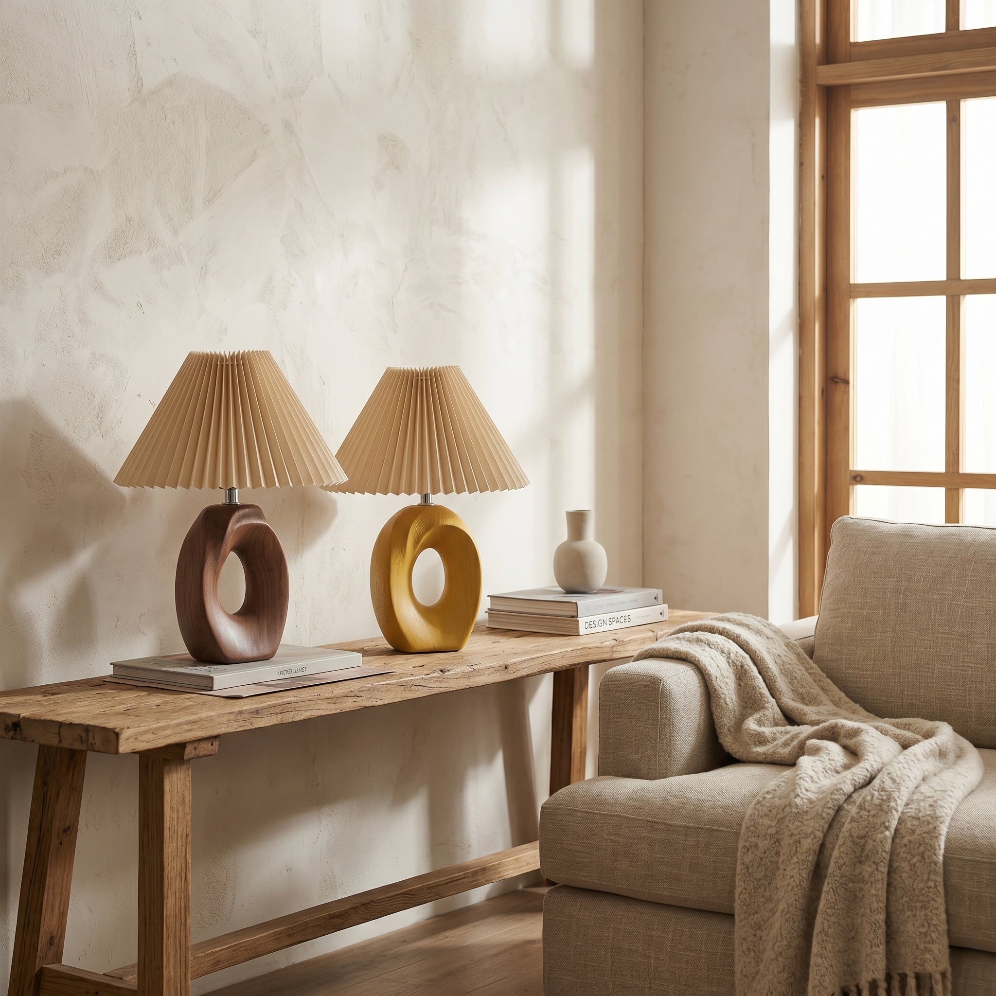 Lumen Solace Sculpted Wood Table Lamp