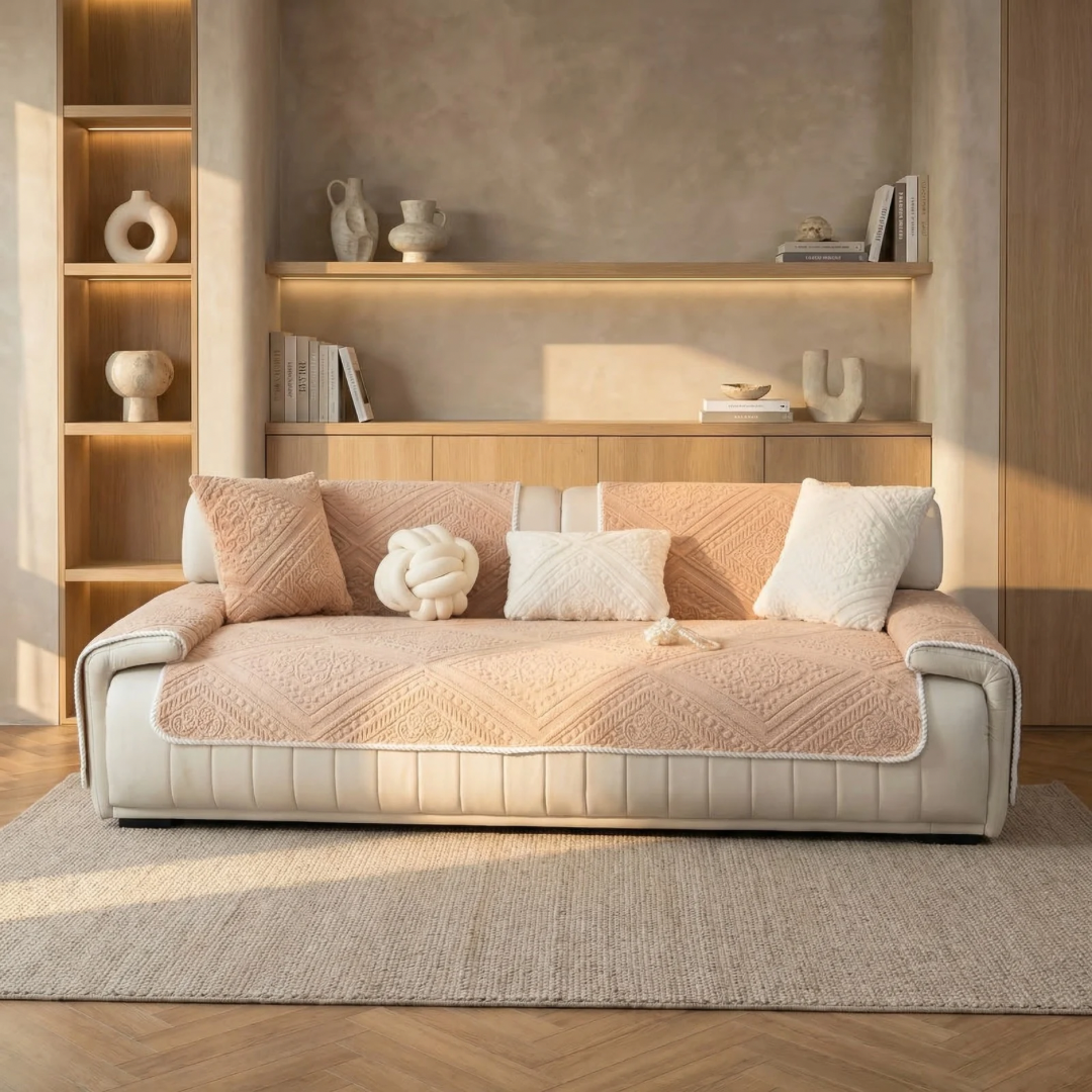 Drapée Quilted Cotton Velvet Sofa Cover