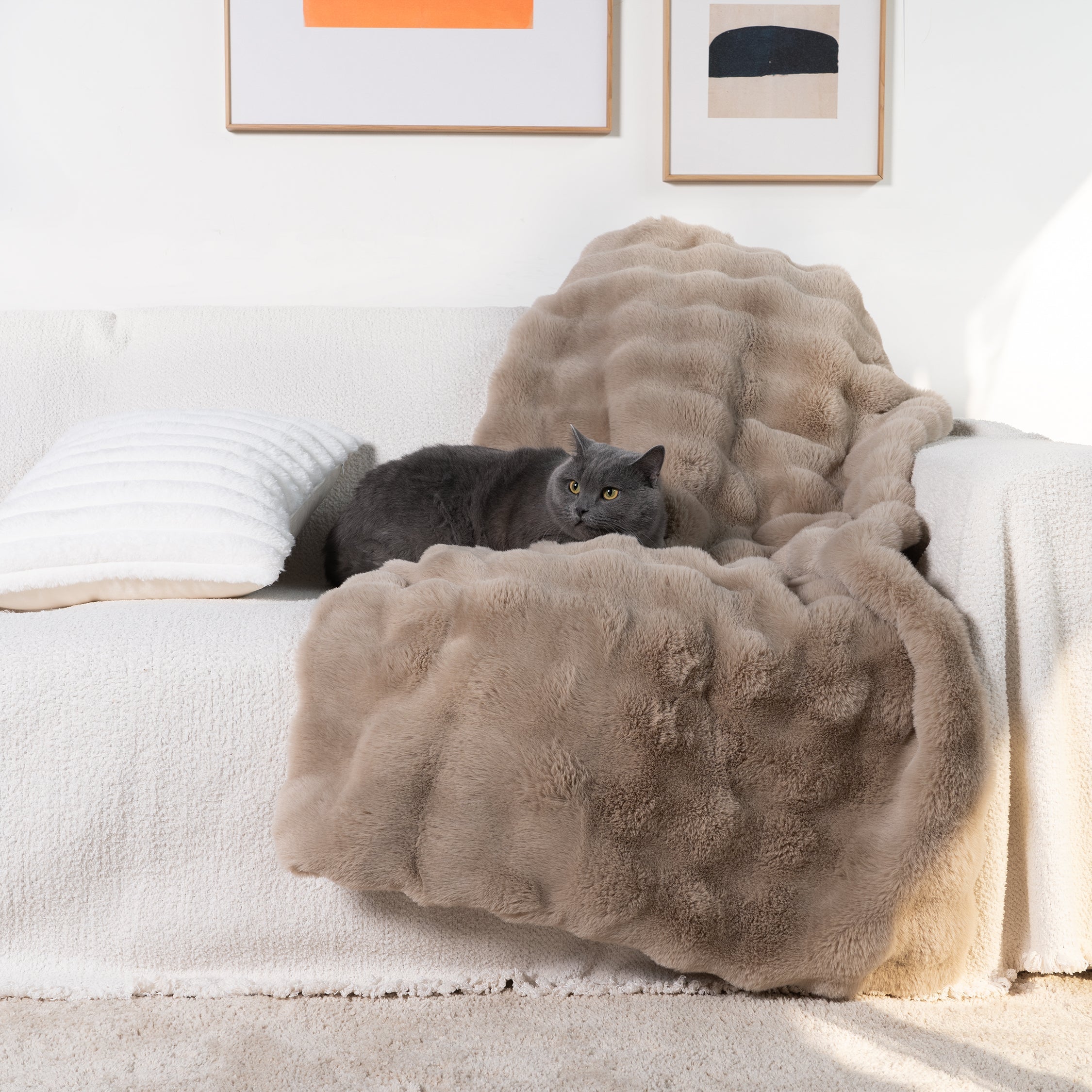 Drapée Faux Rabbit Fur Throw Blanket