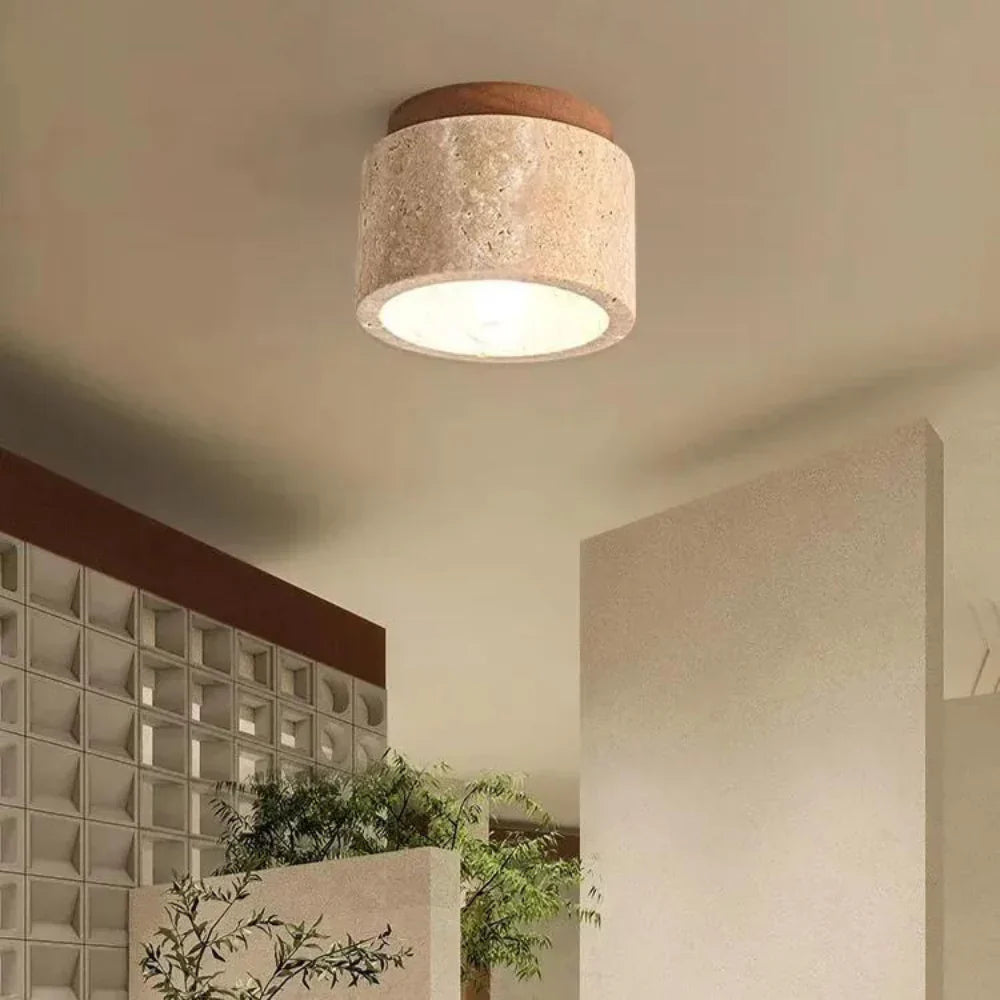 Lumen Travertine Ceiling Fixture