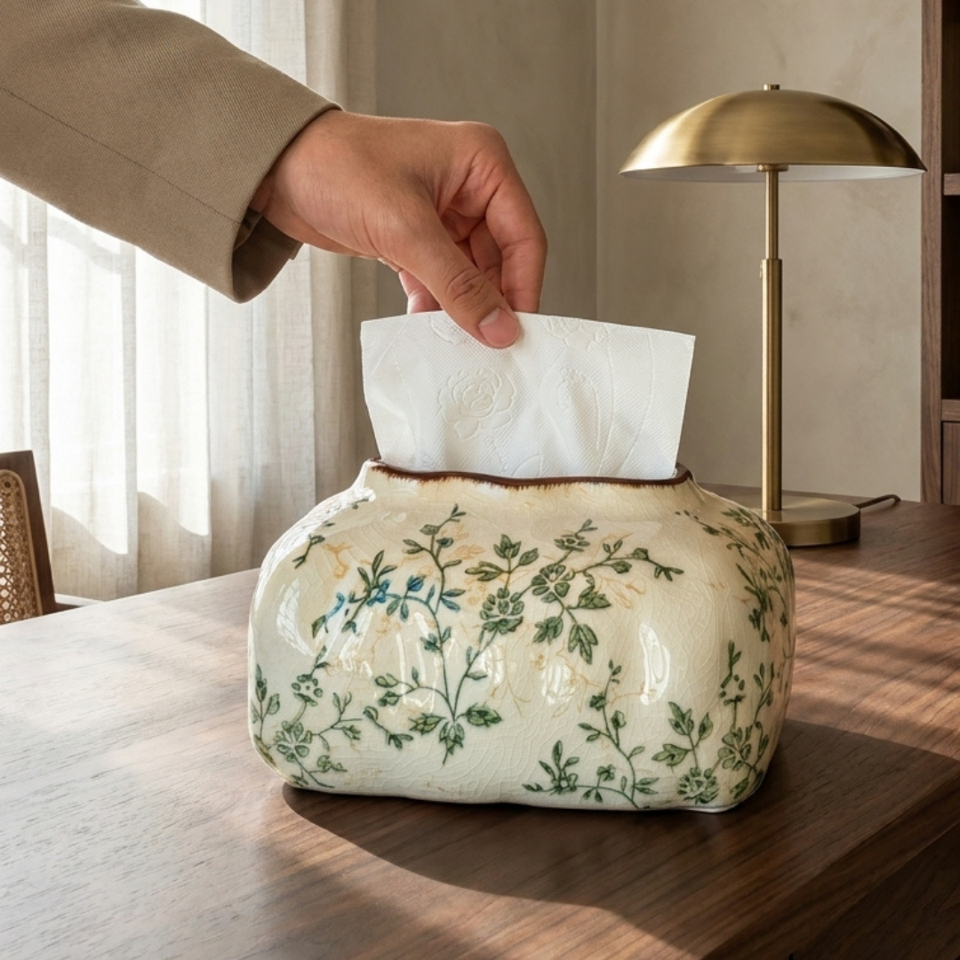 Atelier Floral Crackle Tissue Box