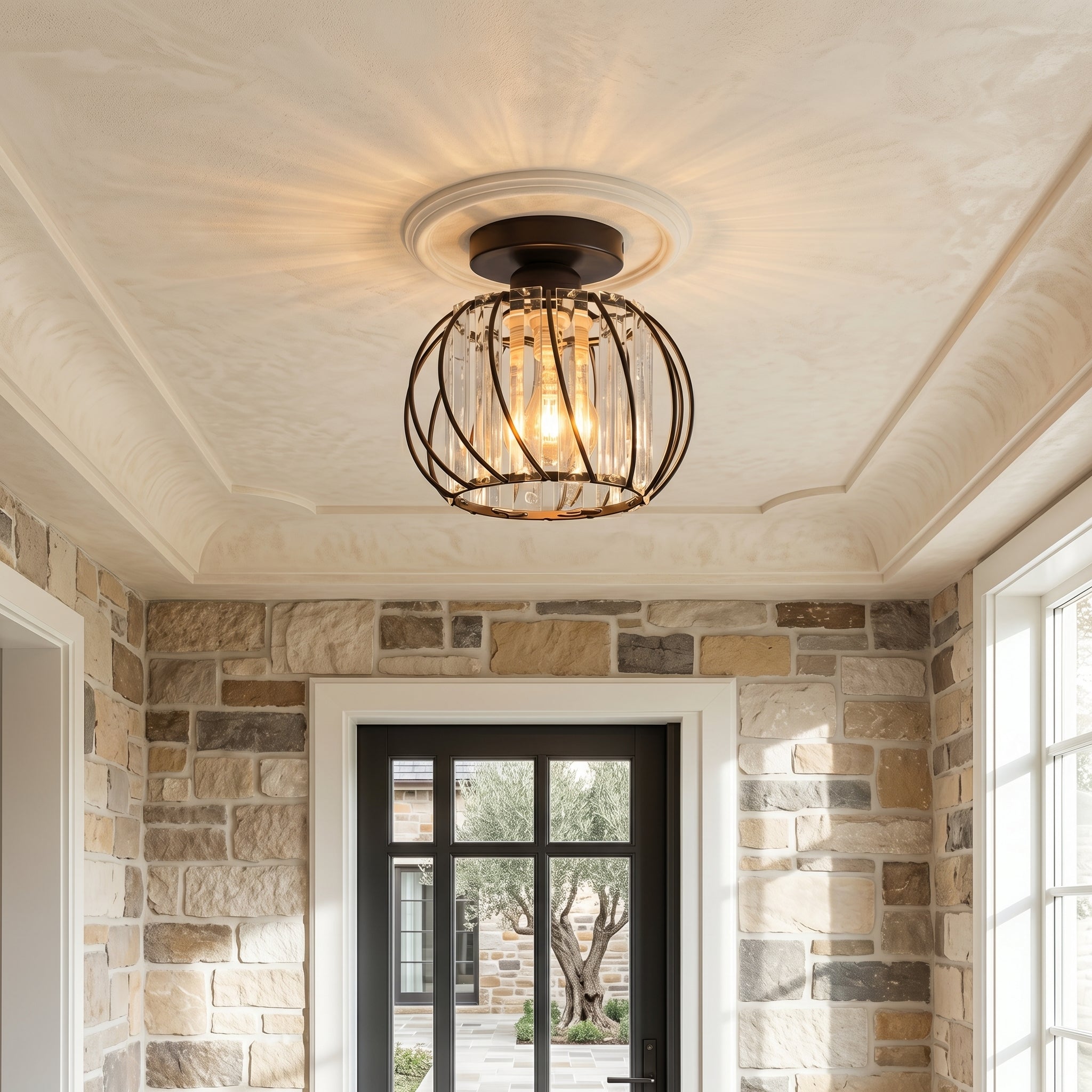 Lumen Black Luxury Glass Ceiling Light