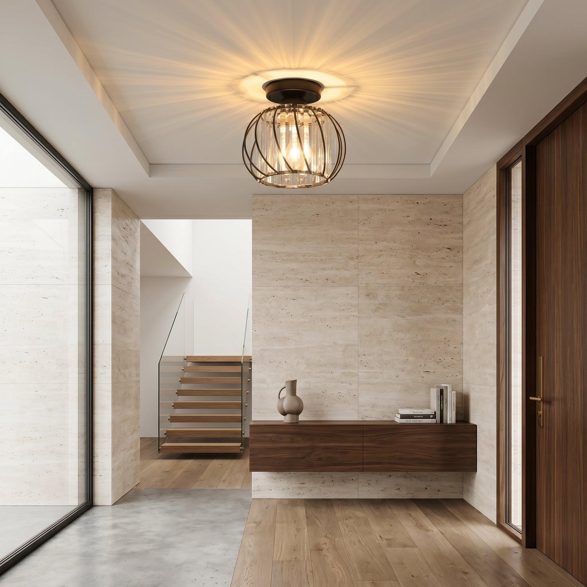 Lumen Black Luxury Glass Ceiling Light