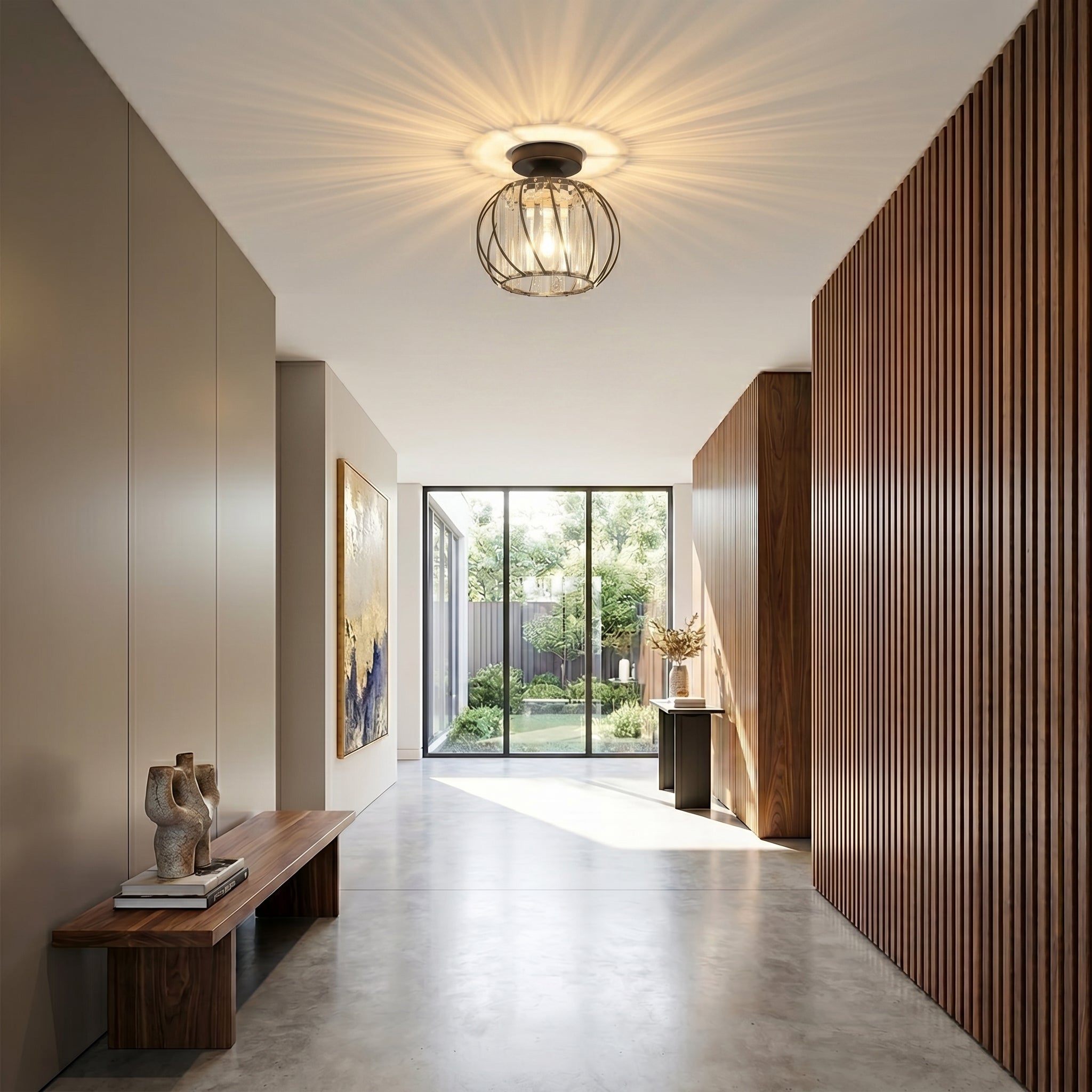 Lumen Black Luxury Glass Ceiling Light