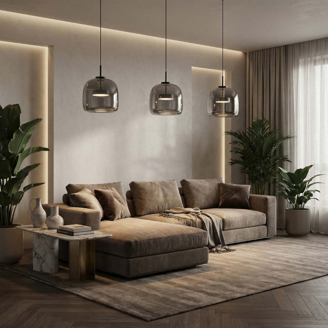 Lumen Smoked Glass Kitchen Pendant Light