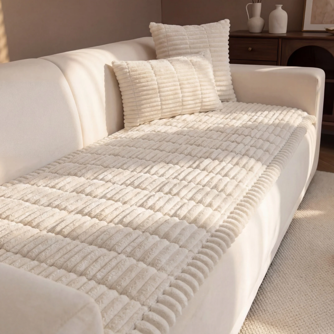 Drapée Plush Pleated Sofa Cover