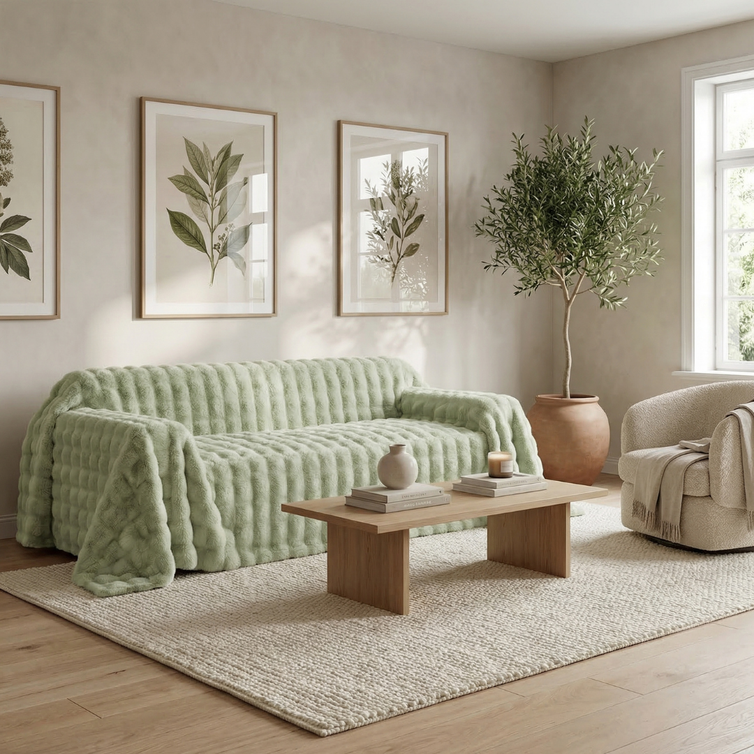 Drapée Faux Rabbit Fur Sofa Cover