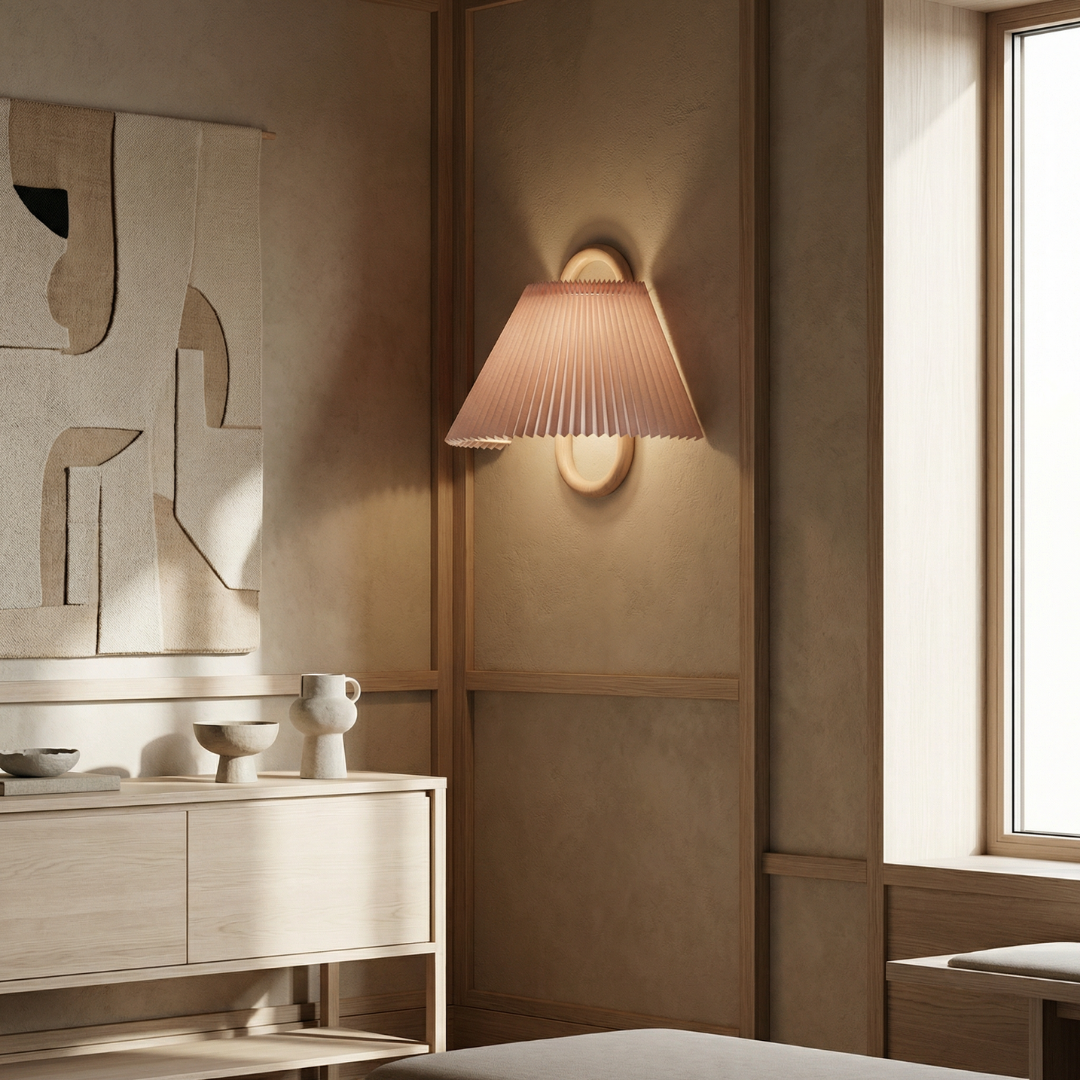 Lumen Wooden Pleated Wall Sconce