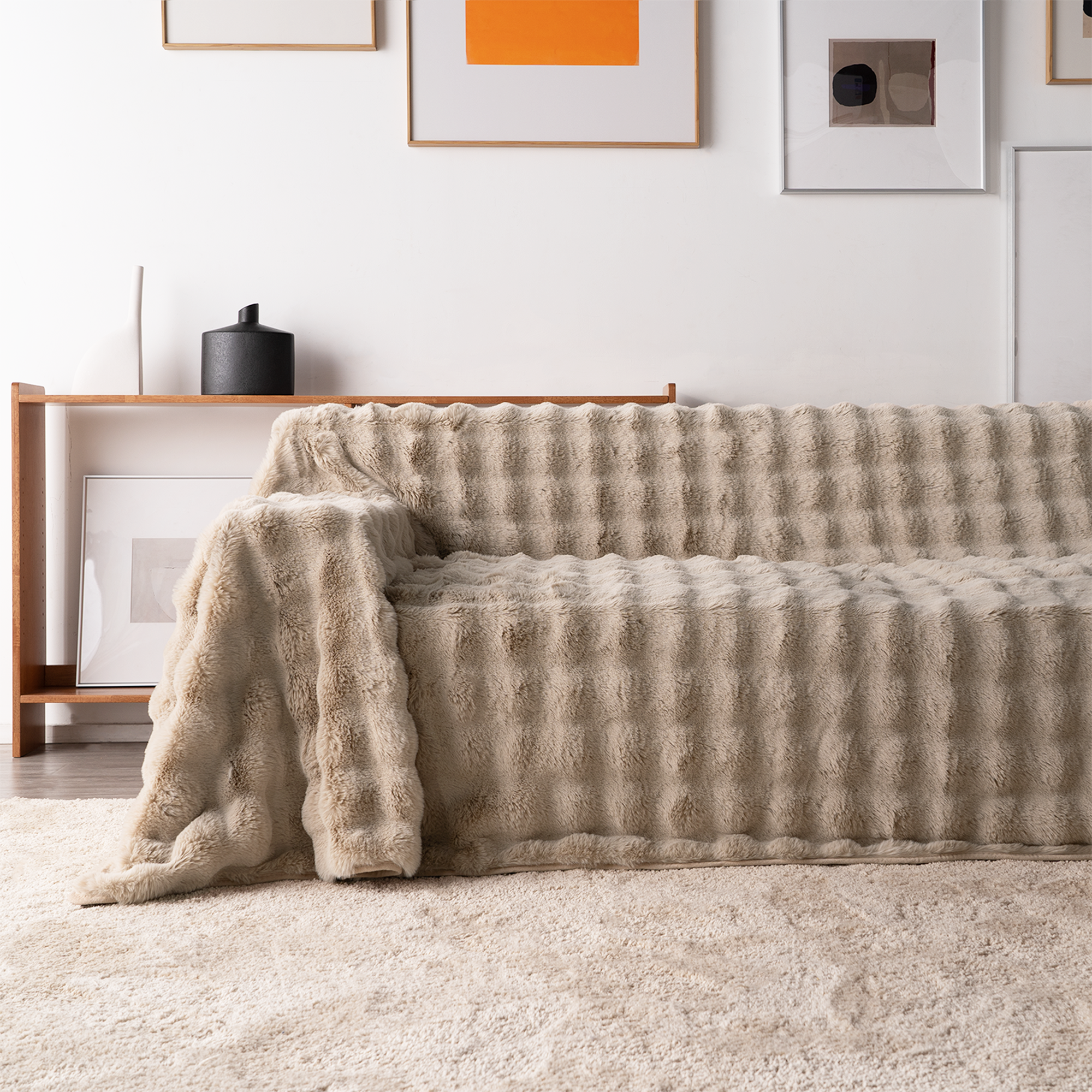 Drapée Faux Rabbit Fur Sofa Cover