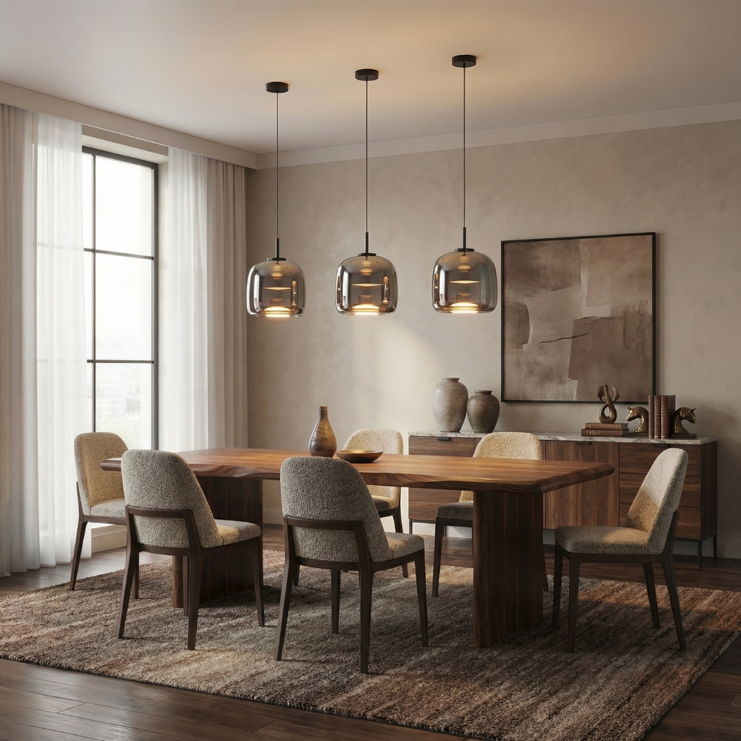 Lumen Smoked Glass Kitchen Pendant Light