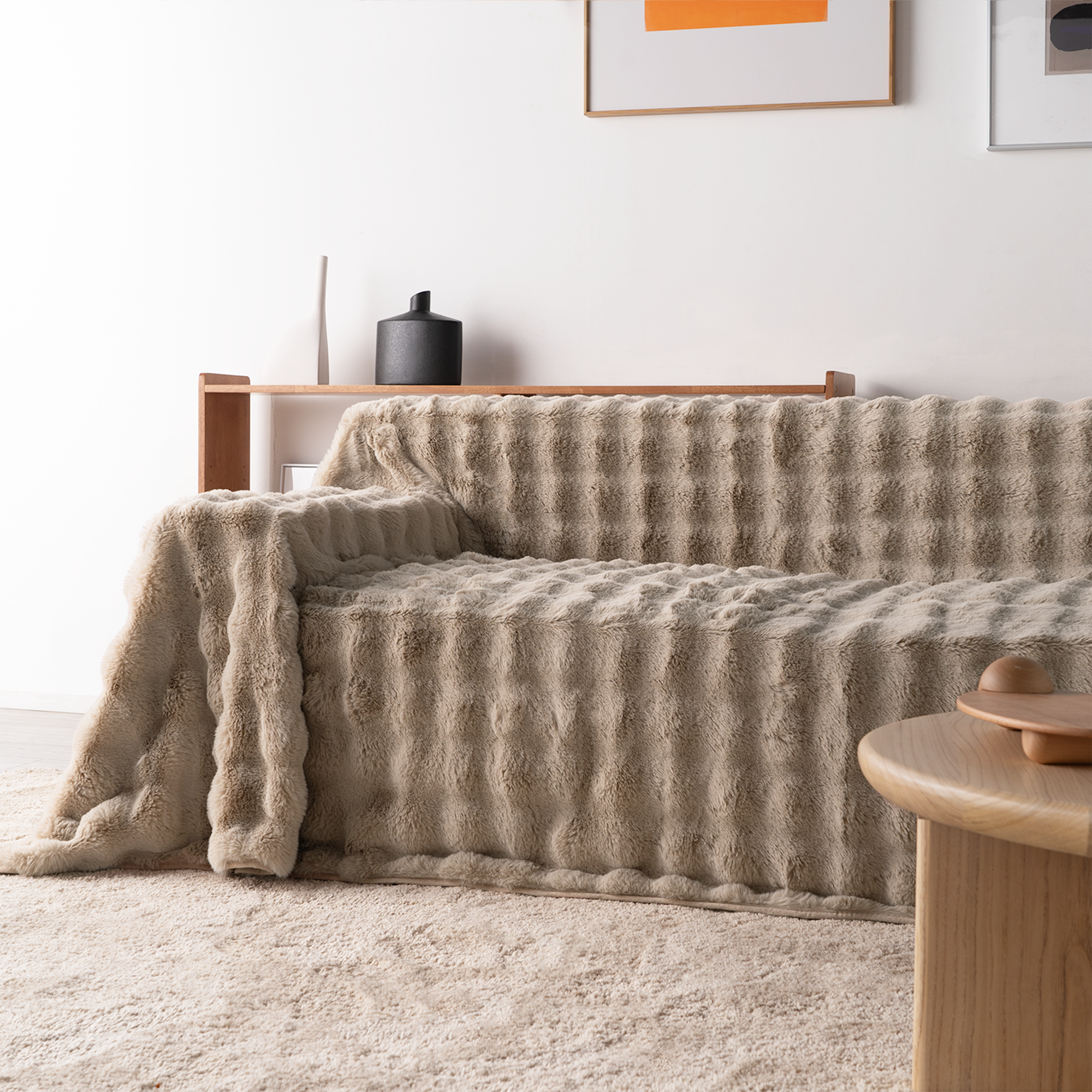 Drapée Faux Rabbit Fur Sofa Cover