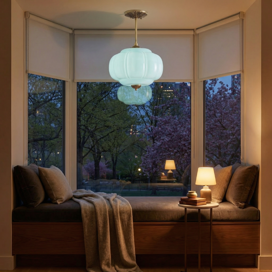 Lumen Milk Pumpkin Glass Pendant Light