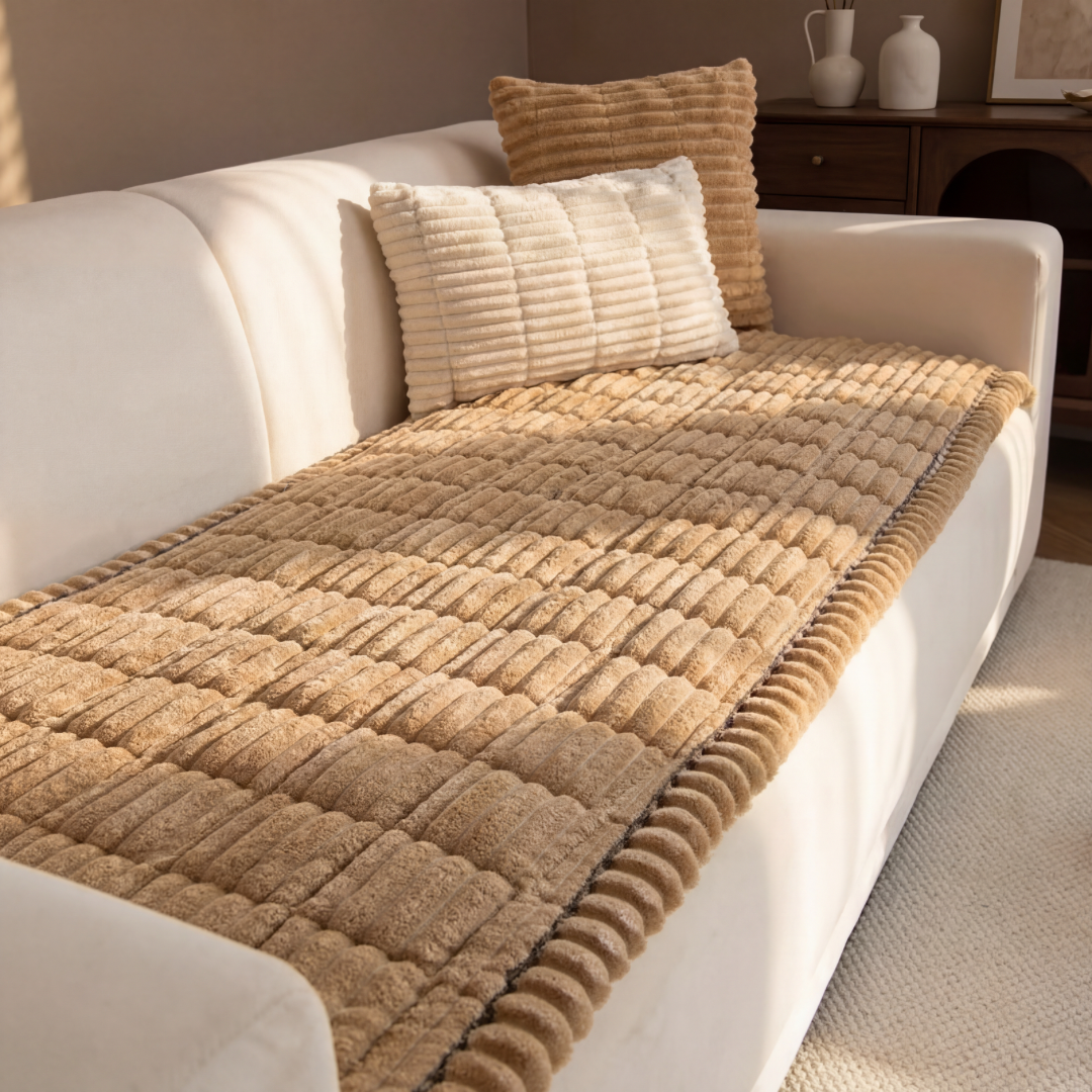 Drapée Plush Pleated Sofa Cover