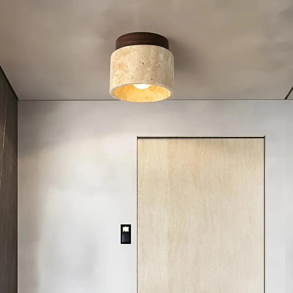 Lumen Travertine Ceiling Fixture