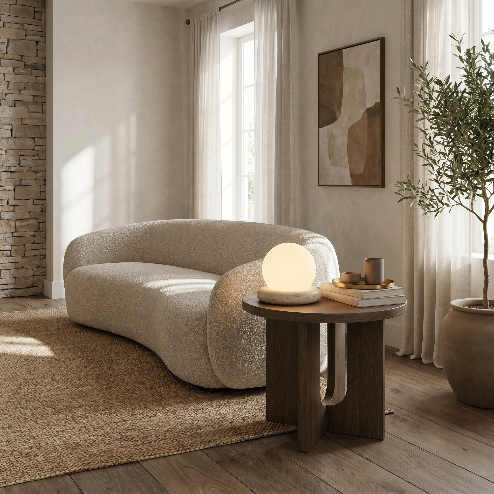 Lumen Mini Travertine Table Lamp