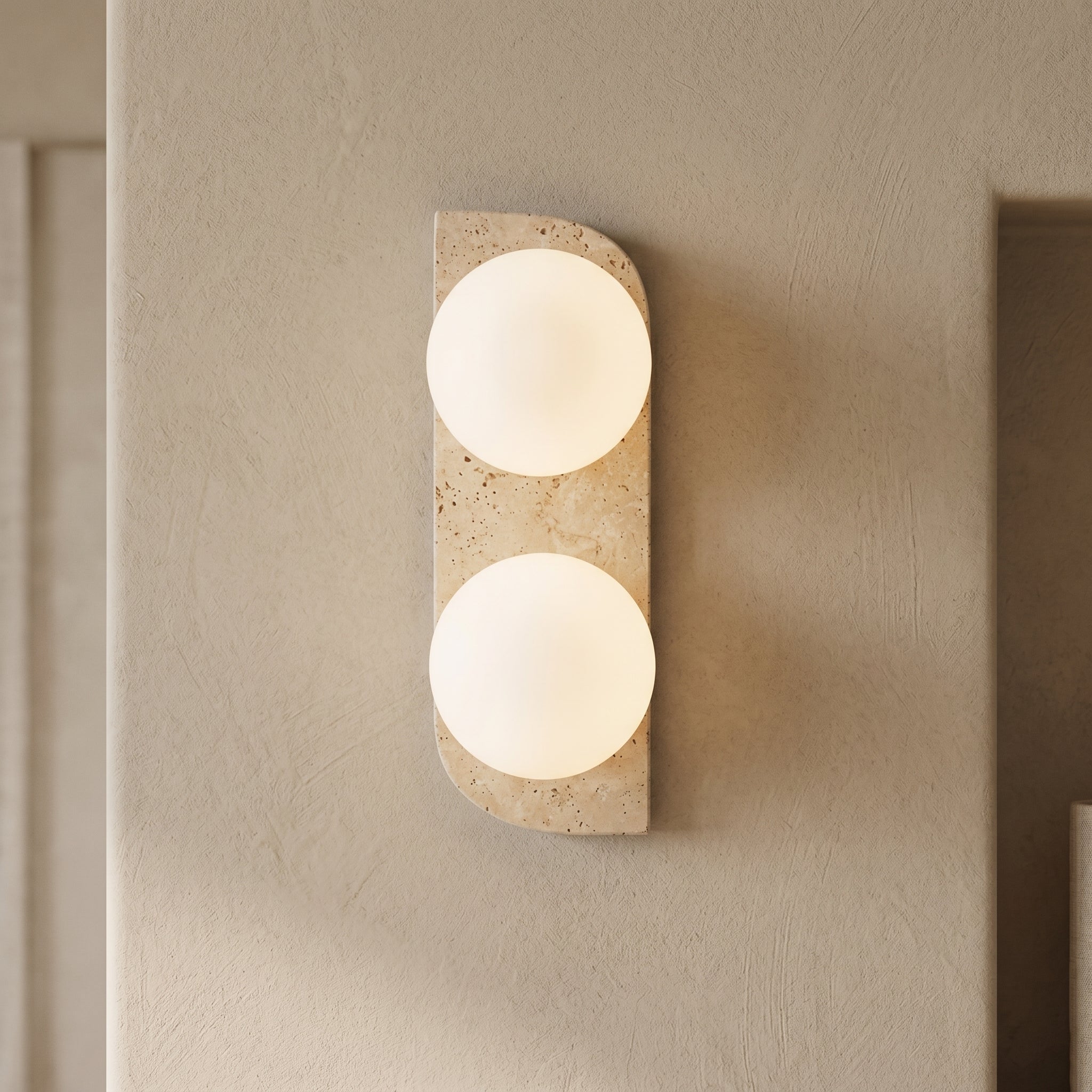 Lumen Neptune Travertine Wall Lamp