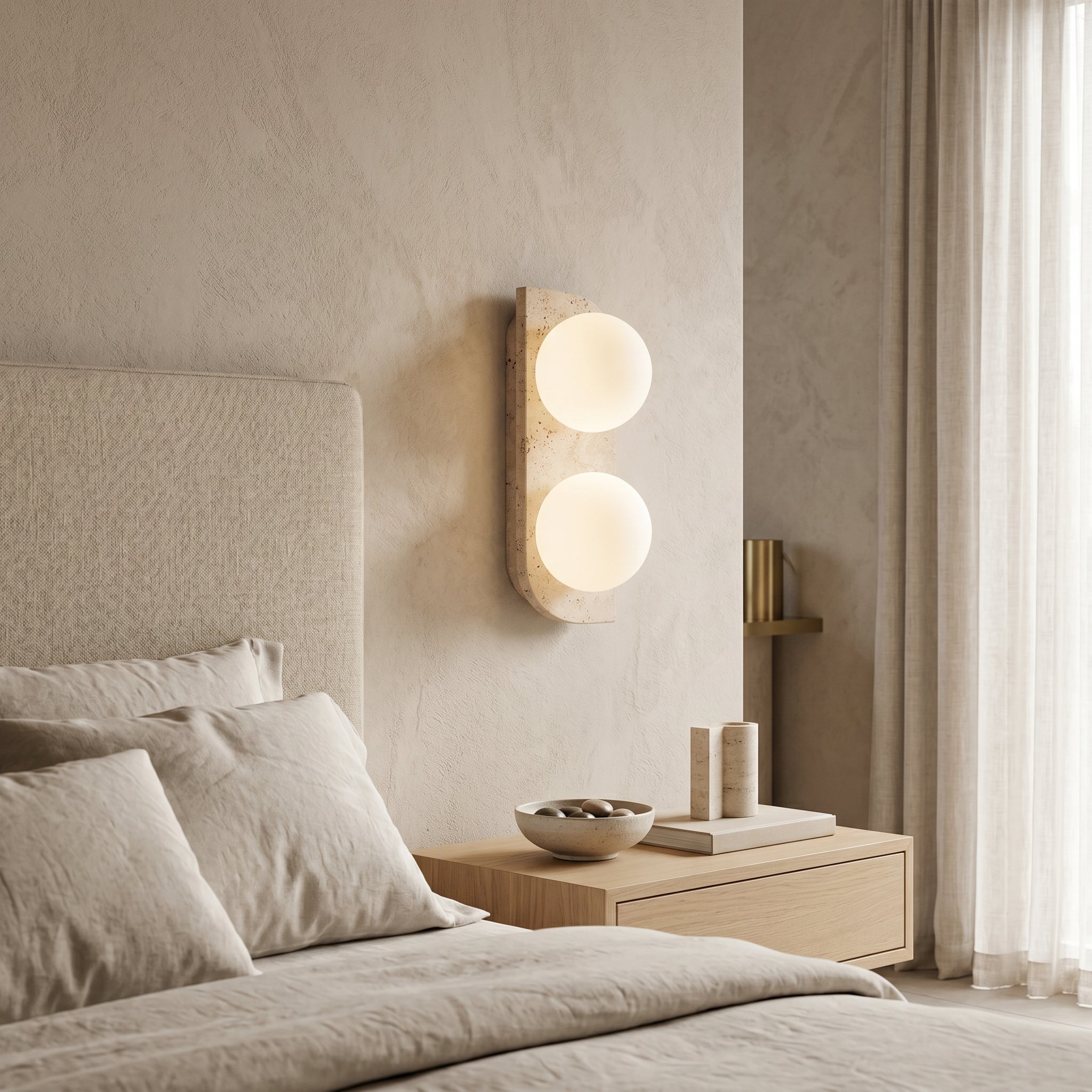 Lumen Neptune Travertine Wall Lamp