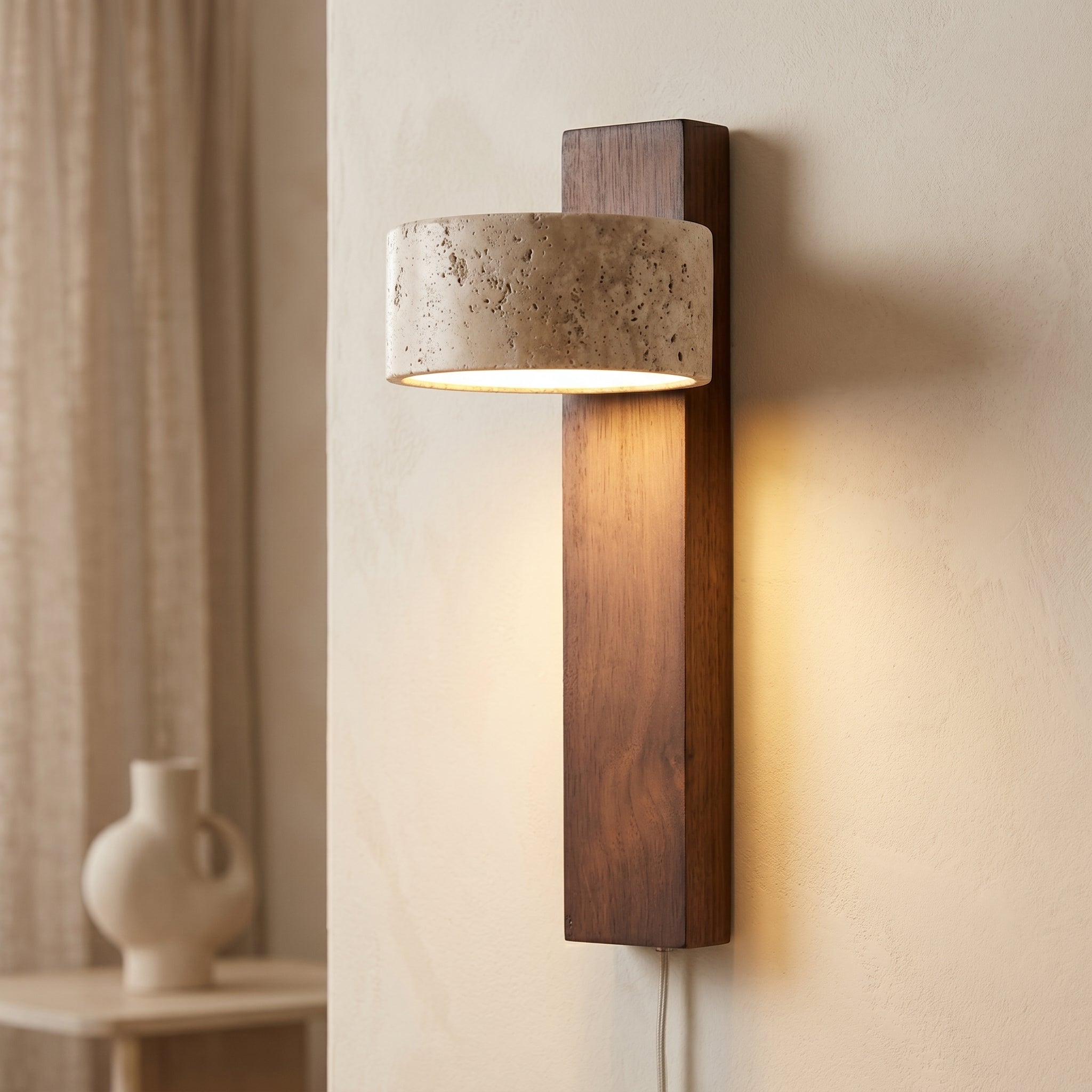 Lumen Tersus Travertine Wall Light