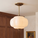 Lumen Milk Pumpkin Glass Pendant Light
