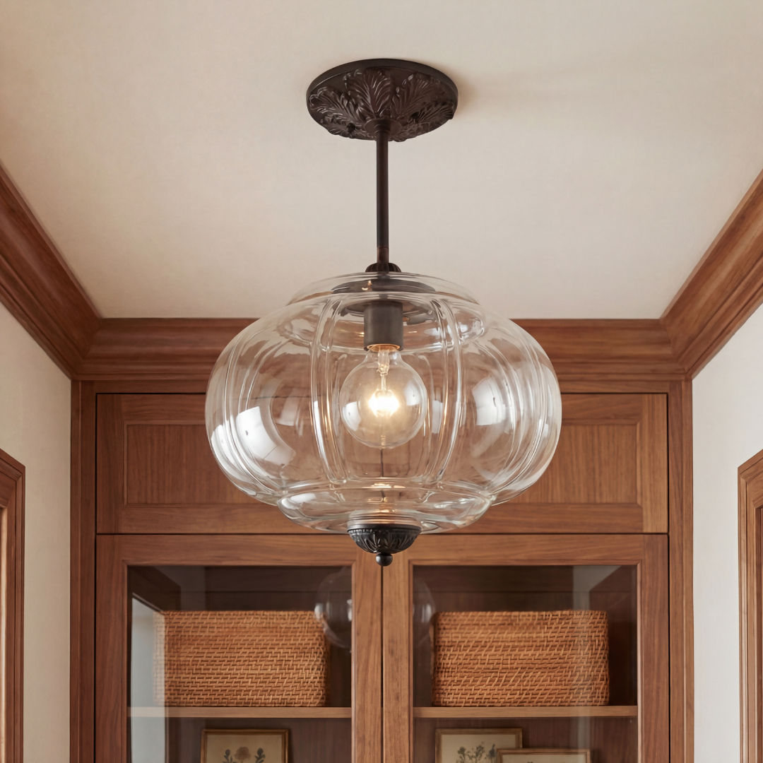 Lumen Milk Pumpkin Glass Pendant Light