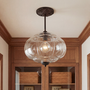 Lumen Milk Pumpkin Glass Pendant Light