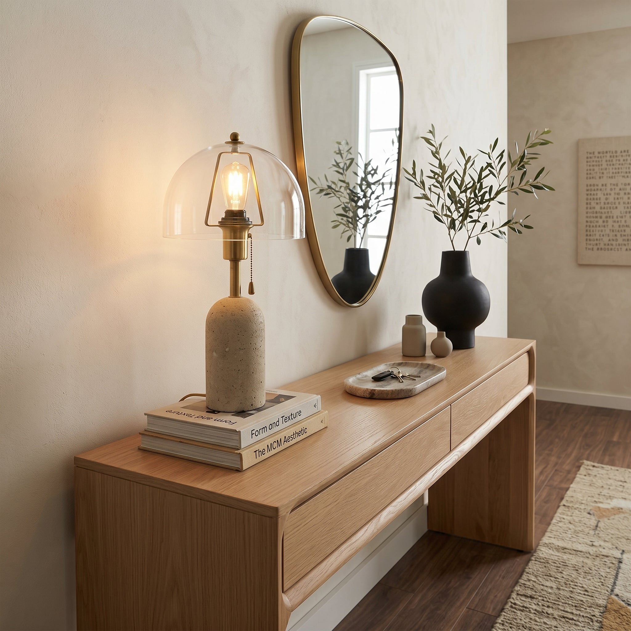 Lumen Avero Travertine Table Lamp