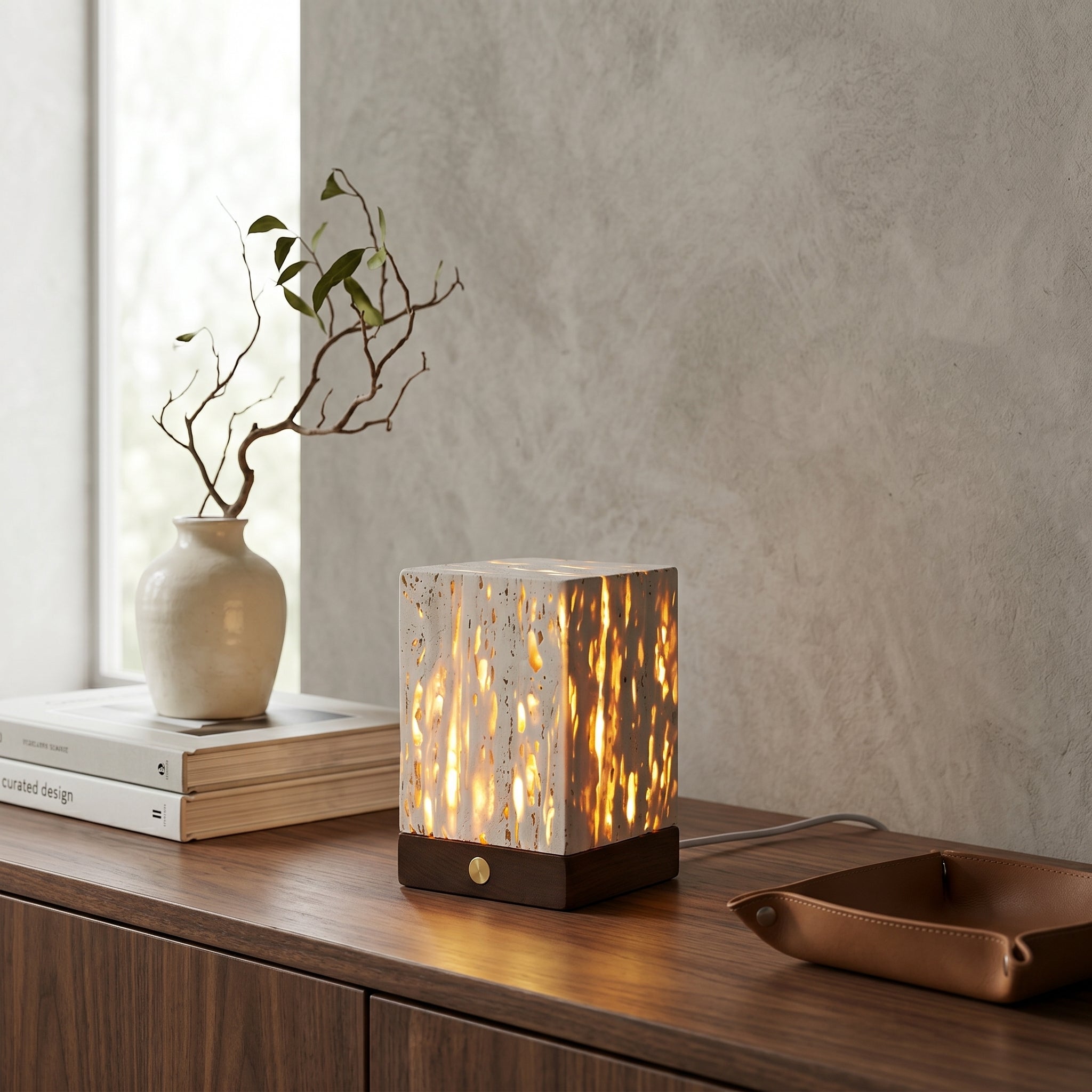 Lumen Velto Travertine Table Lamp