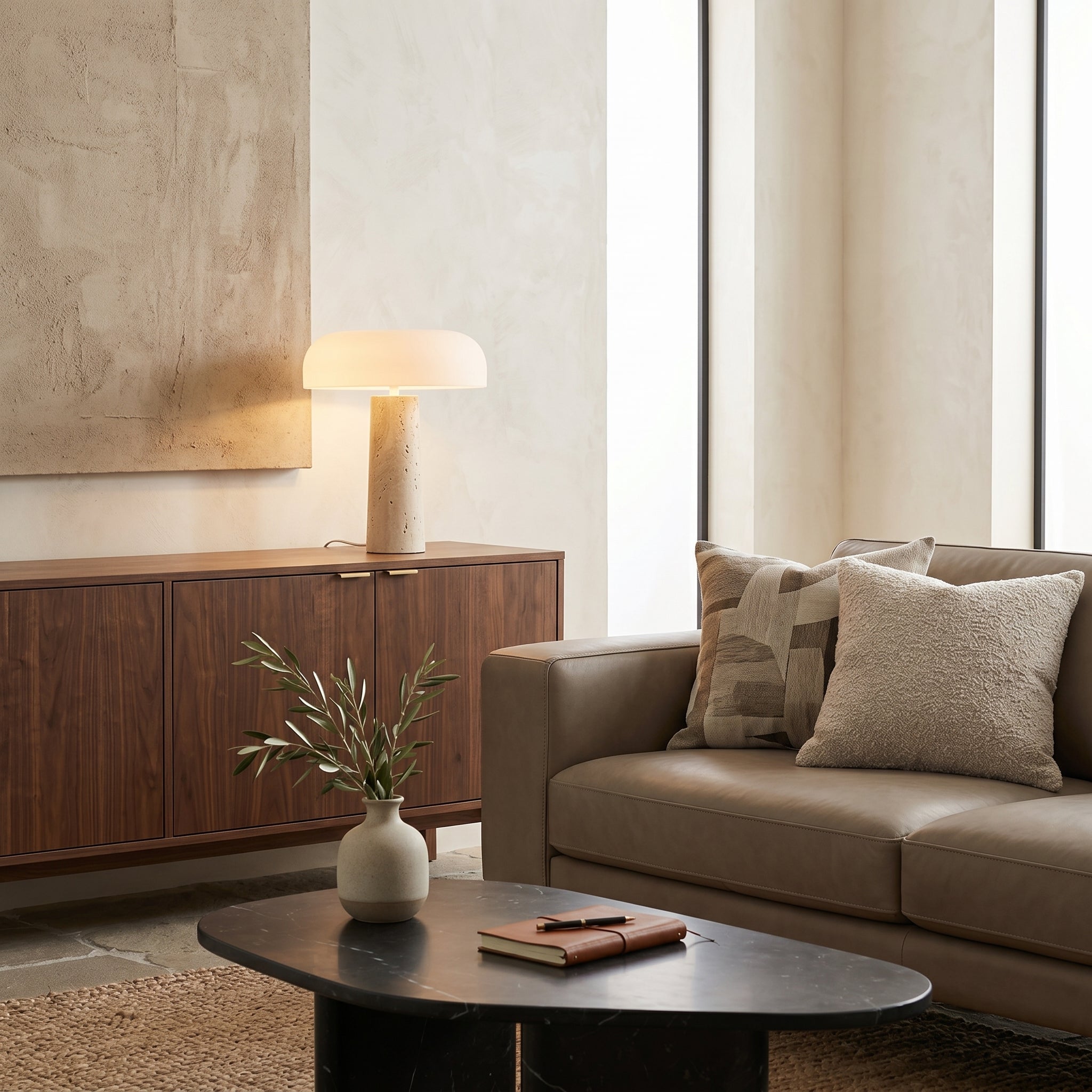 Lumen Kine Travertine Table Lamp